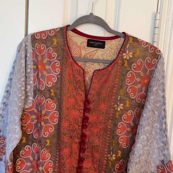 Sana Safinaz Pakistani Indian front open shirt with embroidery. kurta / kameez. - Picture 6 of 14